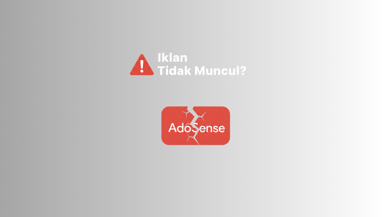 Ilustrasi dashboard Google AdSense dengan peringatan iklan tidak muncul