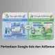Infografis perbedaan Google Ads dan AdSense untuk pengiklan dan publisher
